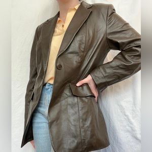 Vintage DKNY Brown Leather Blazer